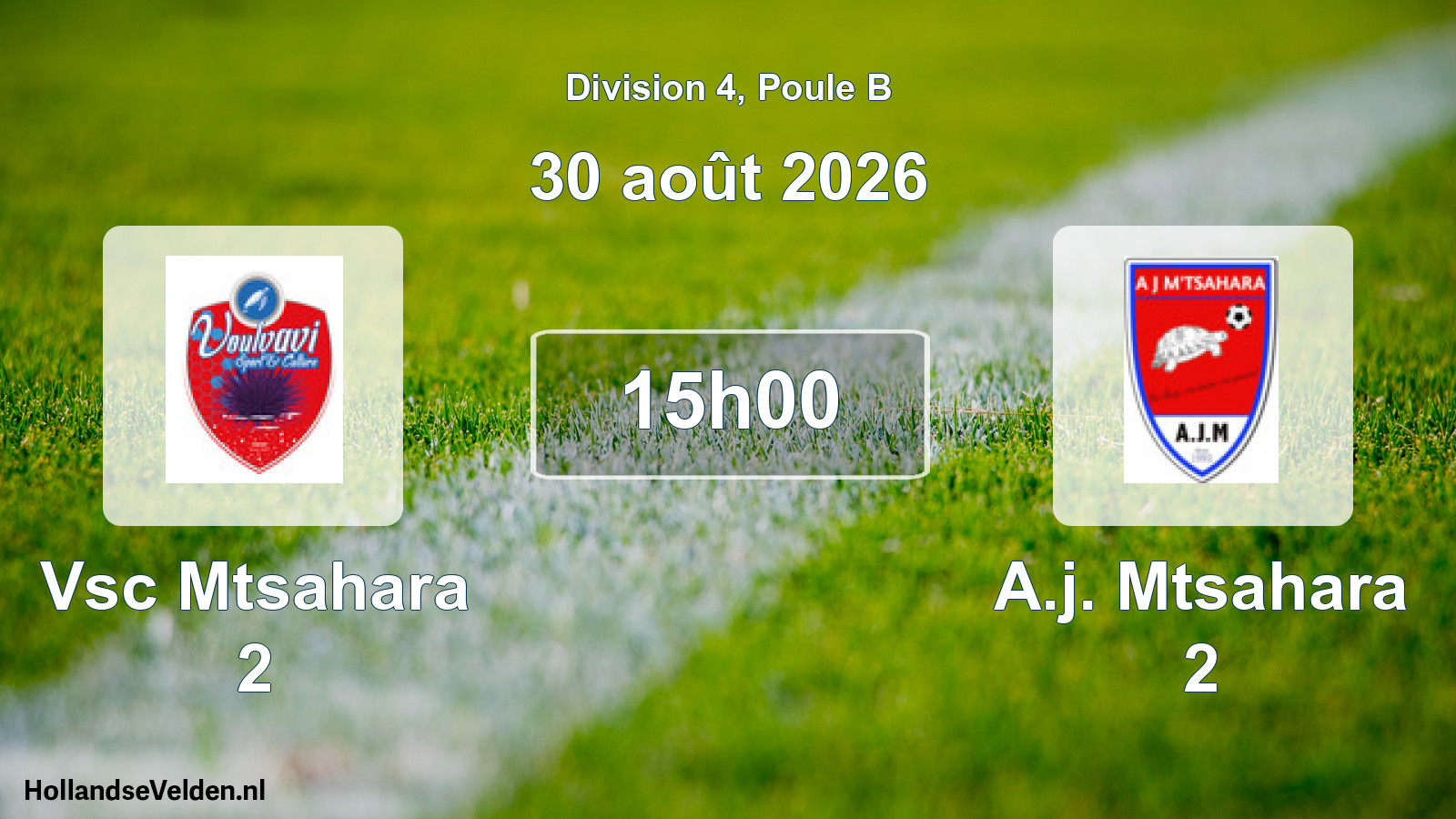Match programmé: Vsc Mtsahara 2 - A.j. Mtsahara 2 (30 août 2026)