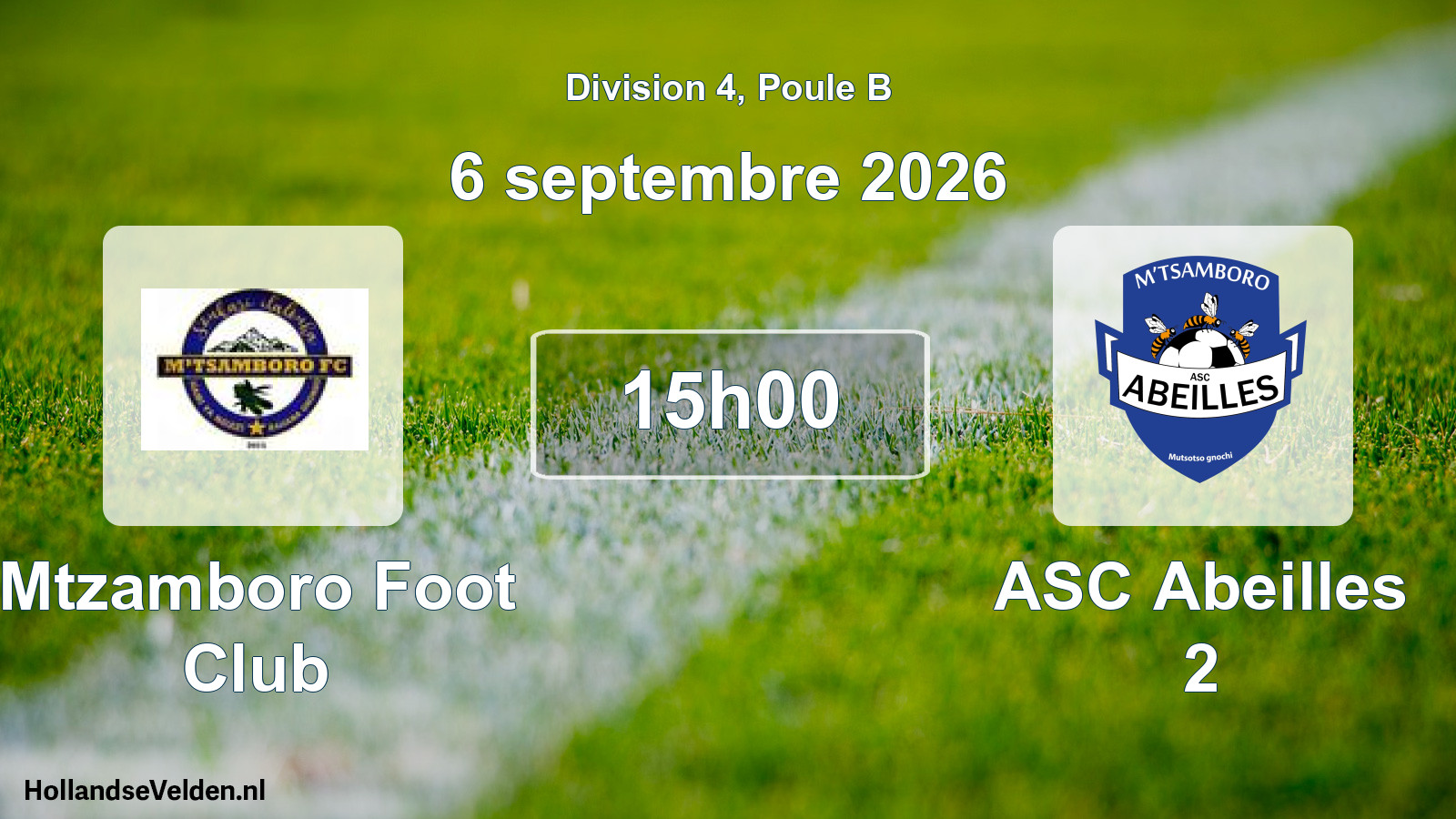 Match programmé: Mtzamboro Foot Club - ASC Abeilles 2 (6 septembre 2026)