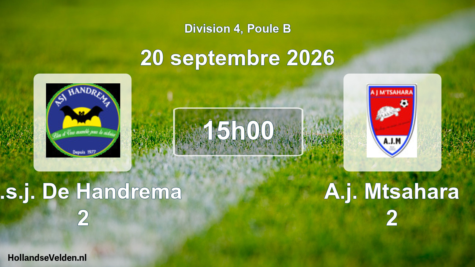 Match programmé: A.s.j. De Handrema 2 - A.j. Mtsahara 2 (20 septembre 2026)