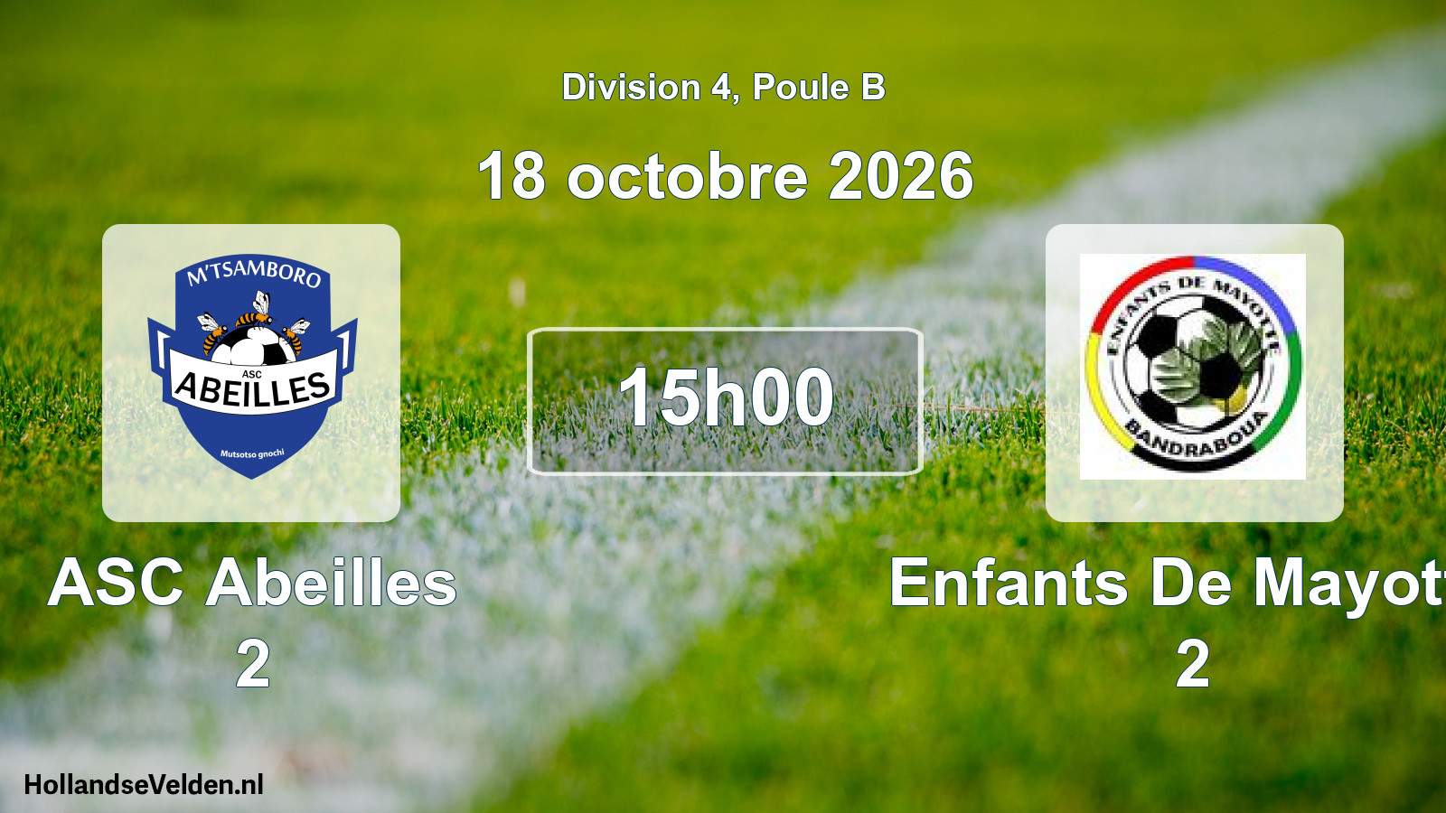 Match programmé: ASC Abeilles 2 - Enfants De Mayotte 2 (18 octobre 2026)