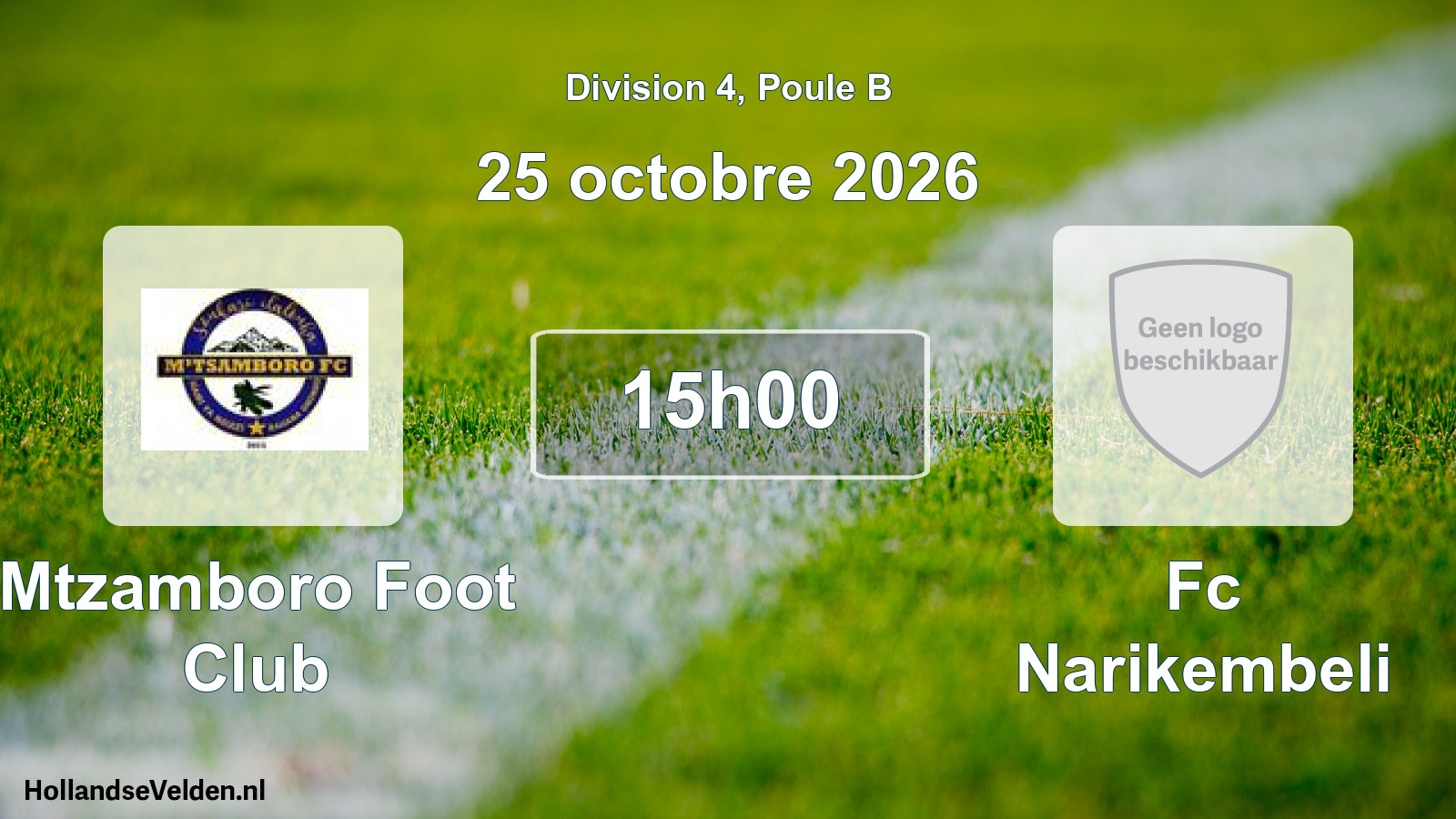 Match programmé: Mtzamboro Foot Club - Fc Narikembeli (25 octobre 2026)