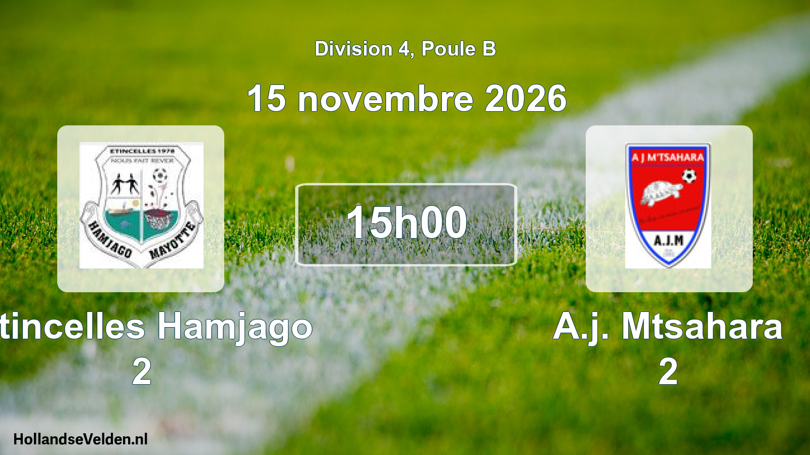 Match programmé: Etincelles Hamjago 2 - A.j. Mtsahara 2 (15 novembre 2026)