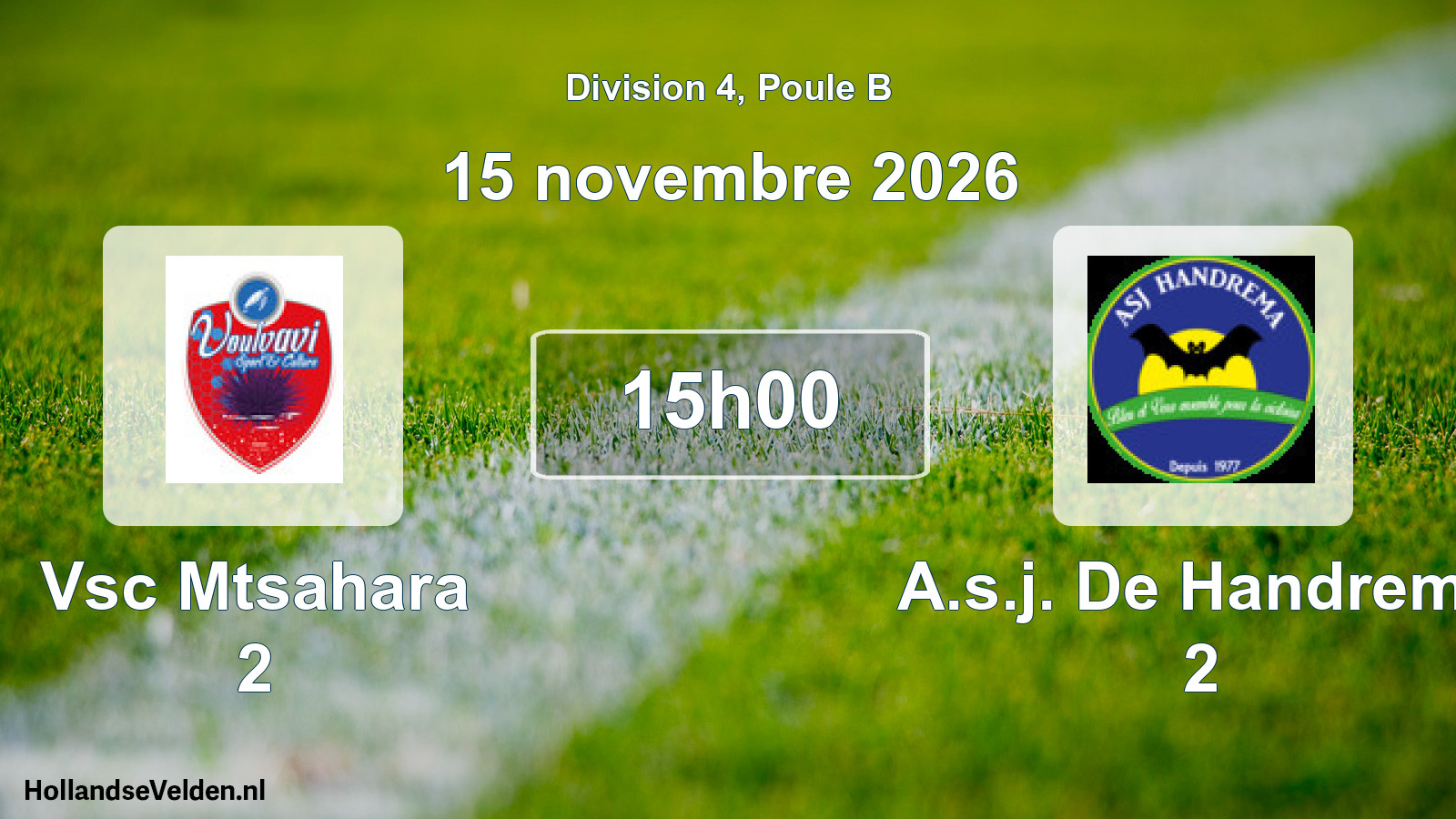Match programmé: Vsc Mtsahara 2 - A.s.j. De Handrema 2 (15 novembre 2026)