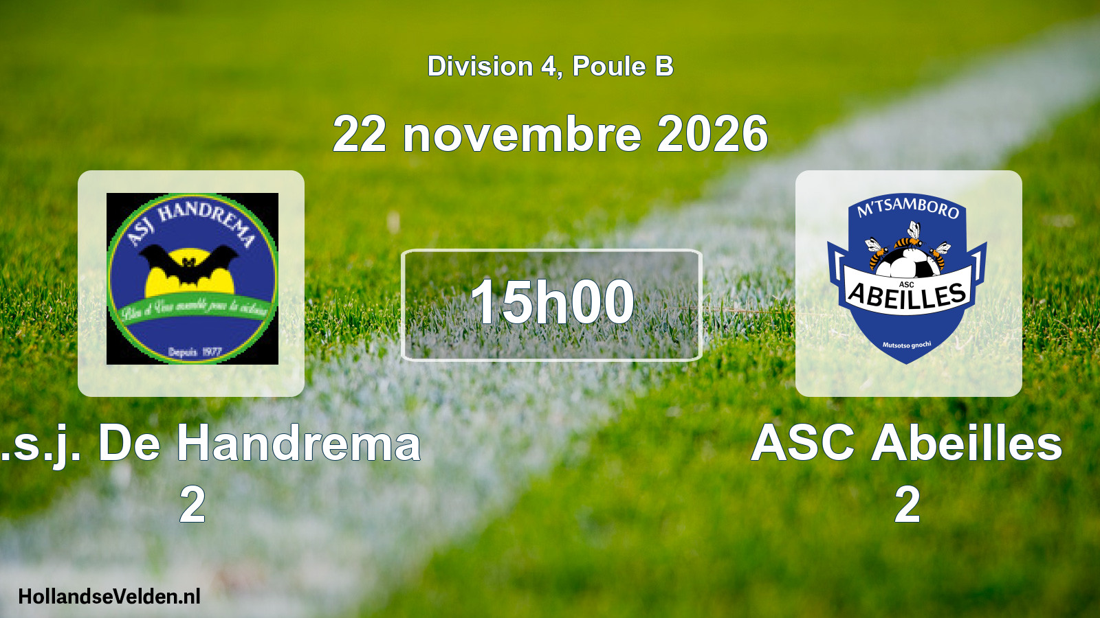 Match programmé: A.s.j. De Handrema 2 - ASC Abeilles 2 (22 novembre 2026)
