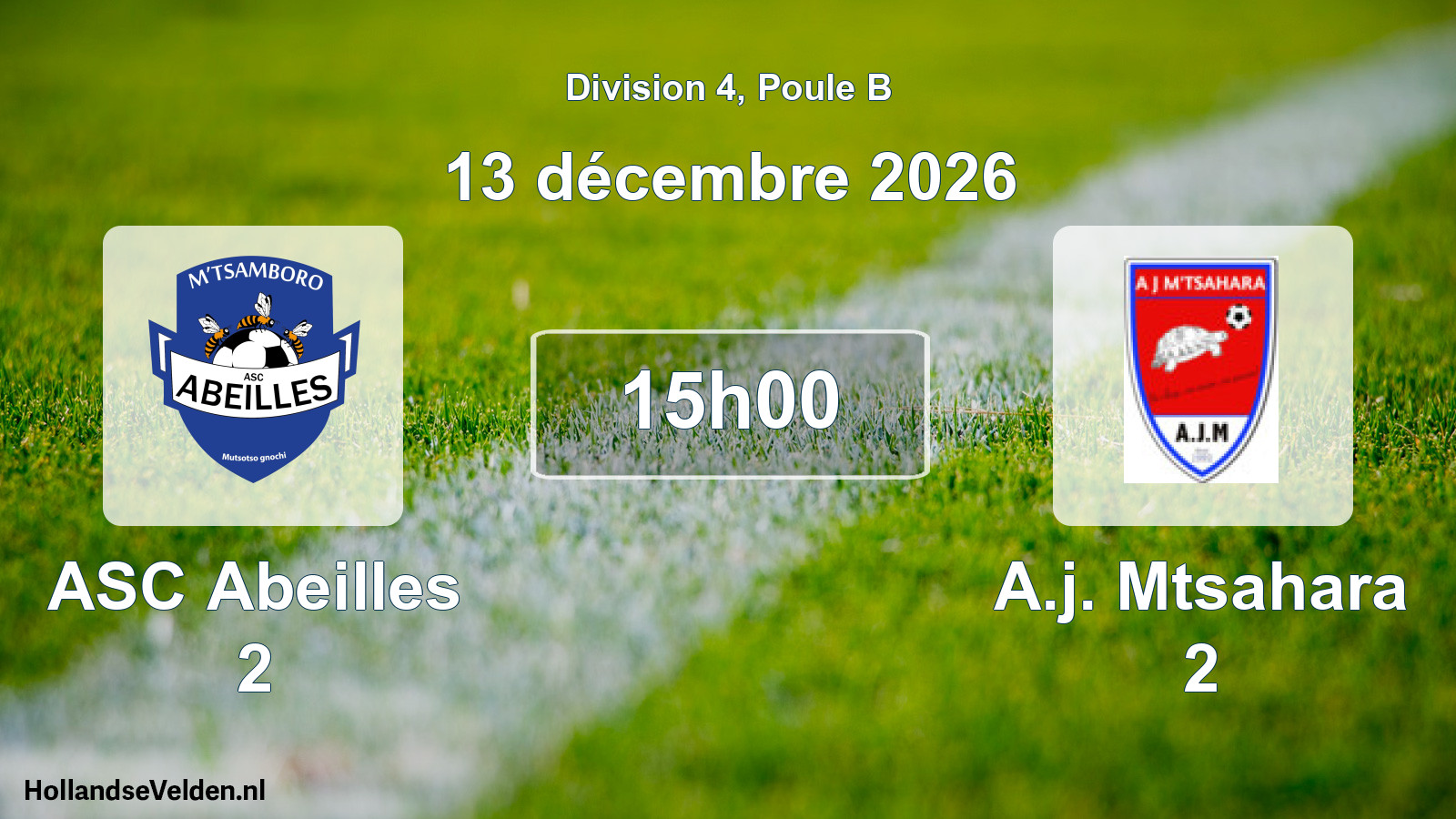 Geplande wedstrijd: ASC Abeilles 2 - A.j. Mtsahara 2 (13 december 2026)