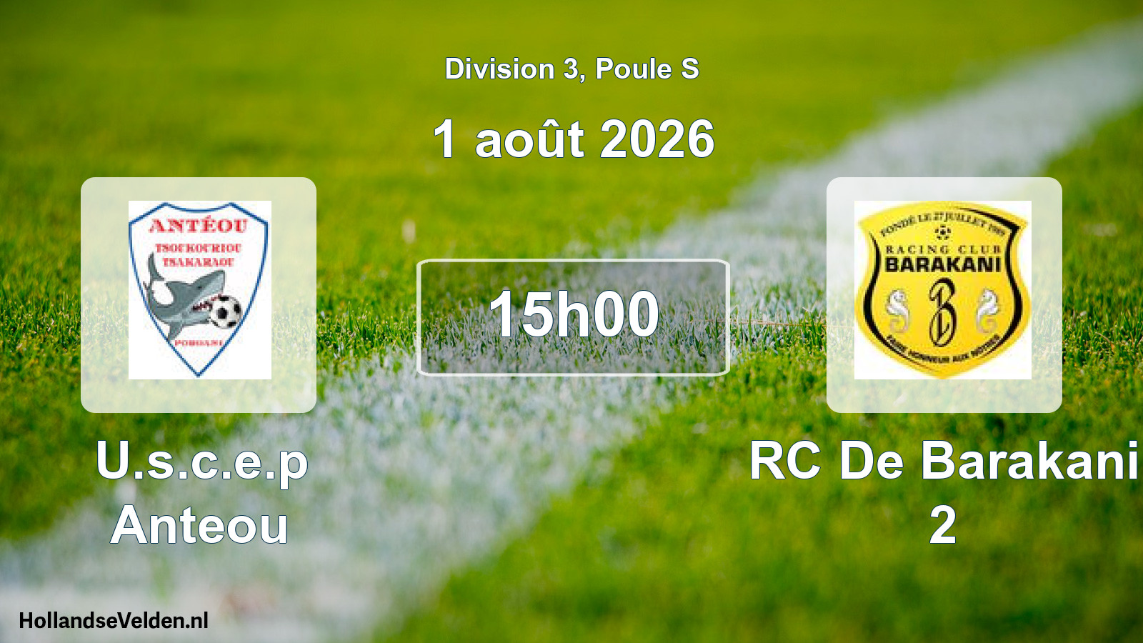 Match programmé: U.s.c.e.p Anteou - RC De Barakani 2 (1 août 2026)