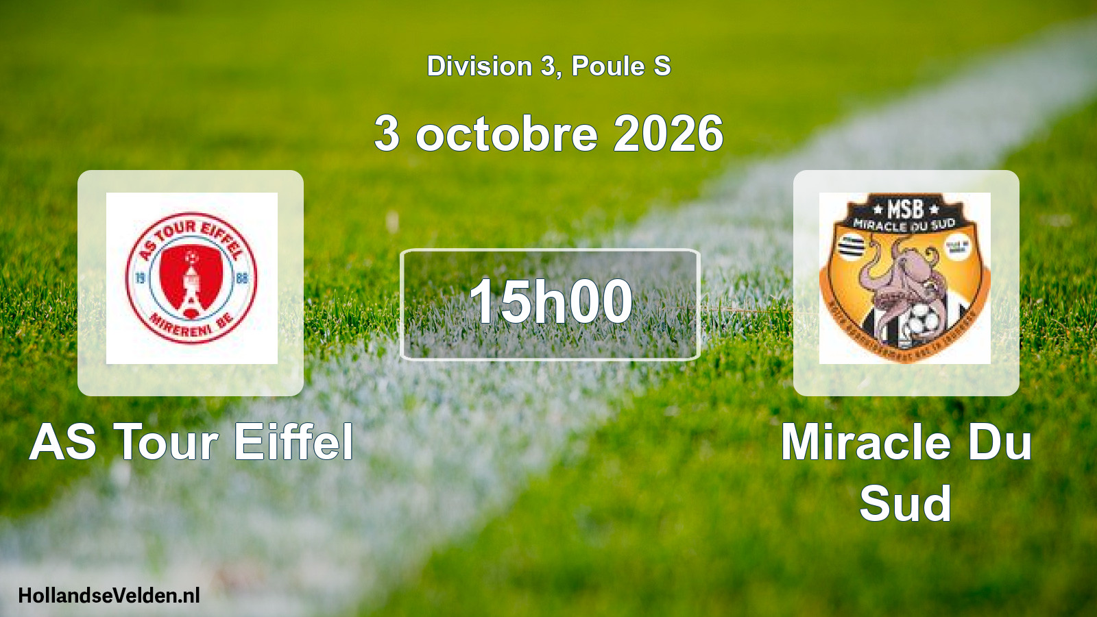 Match programmé: AS Tour Eiffel - Miracle Du Sud (3 octobre 2026)