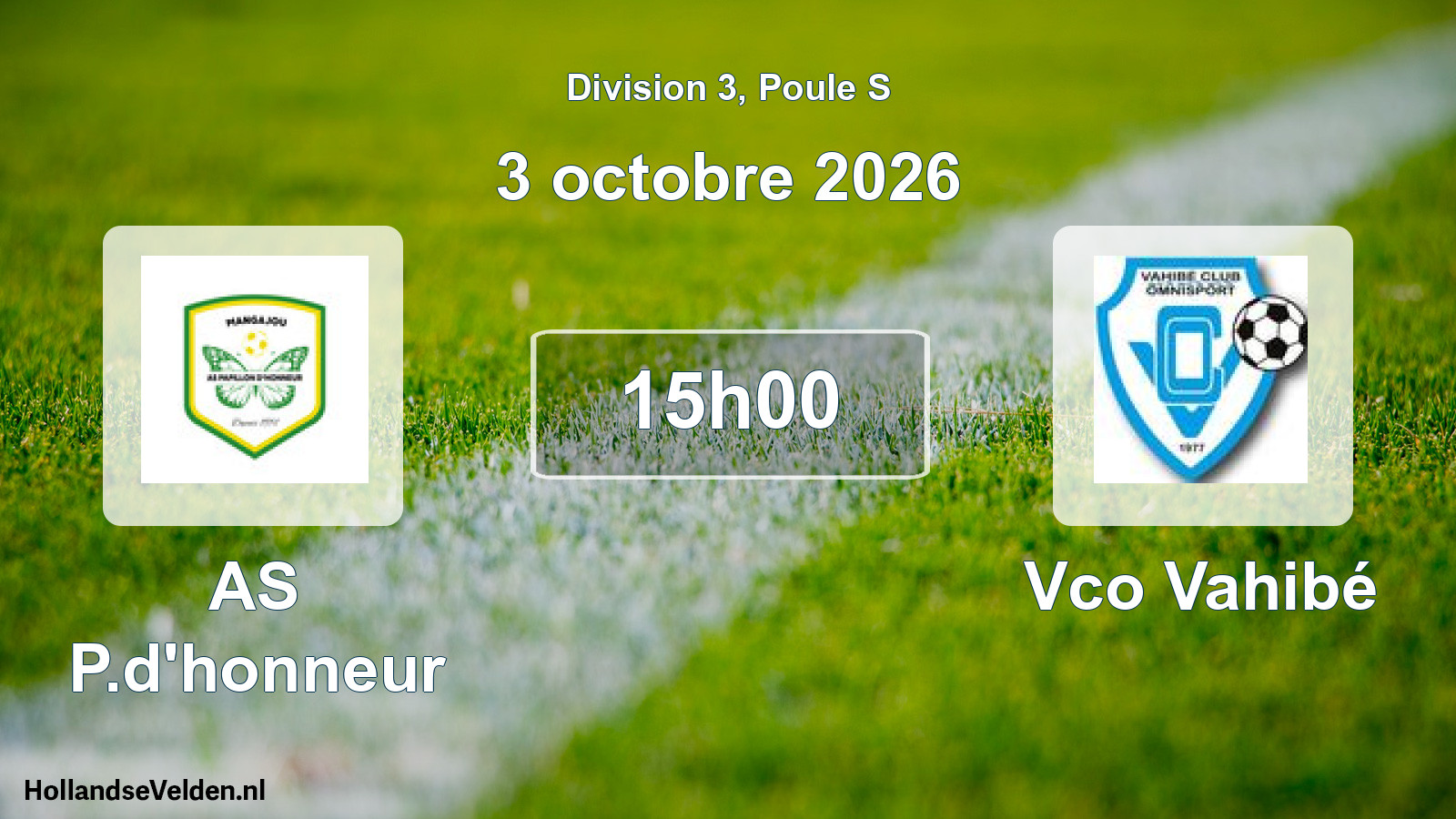 Match programmé: AS P.d'honneur - Vco Vahibé (3 octobre 2026)