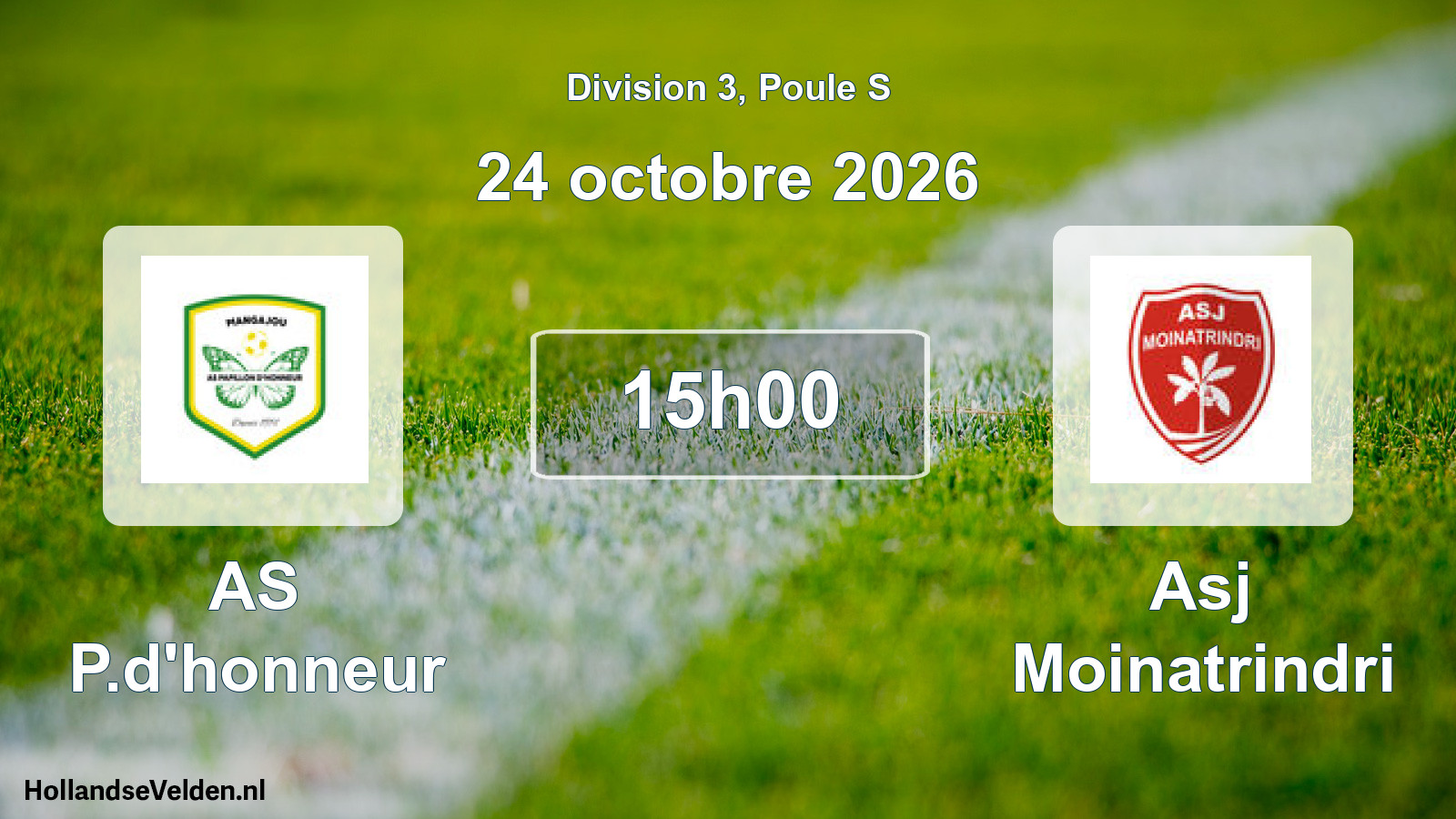 Match programmé: AS P.d'honneur - Asj Moinatrindri (24 octobre 2026)