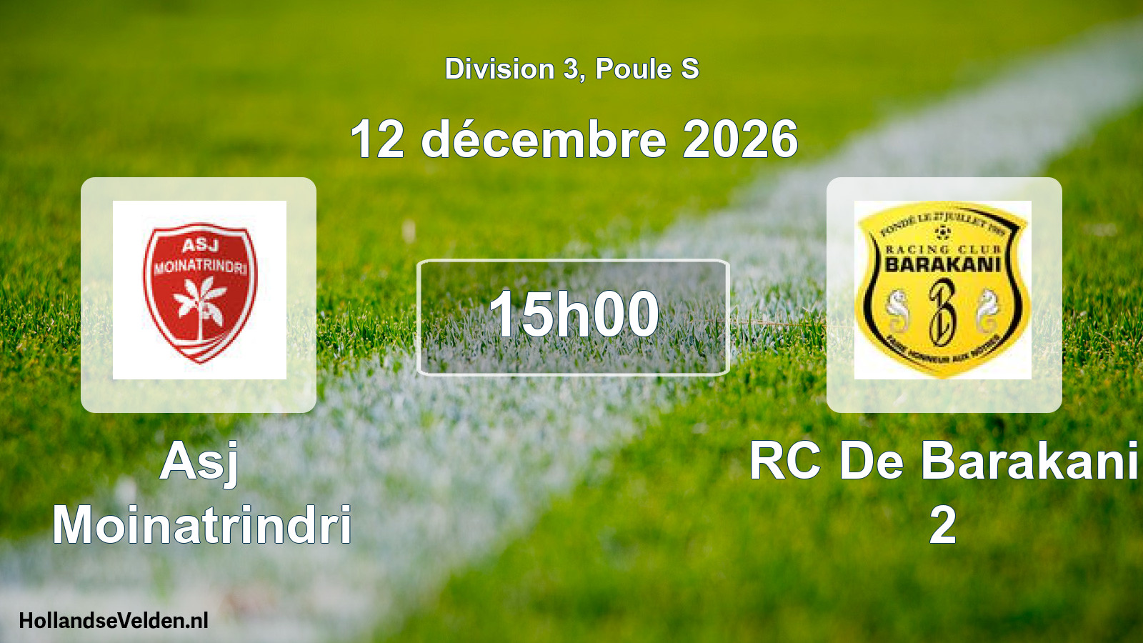Match programmé: Asj Moinatrindri - RC De Barakani 2 (12 décembre 2026)