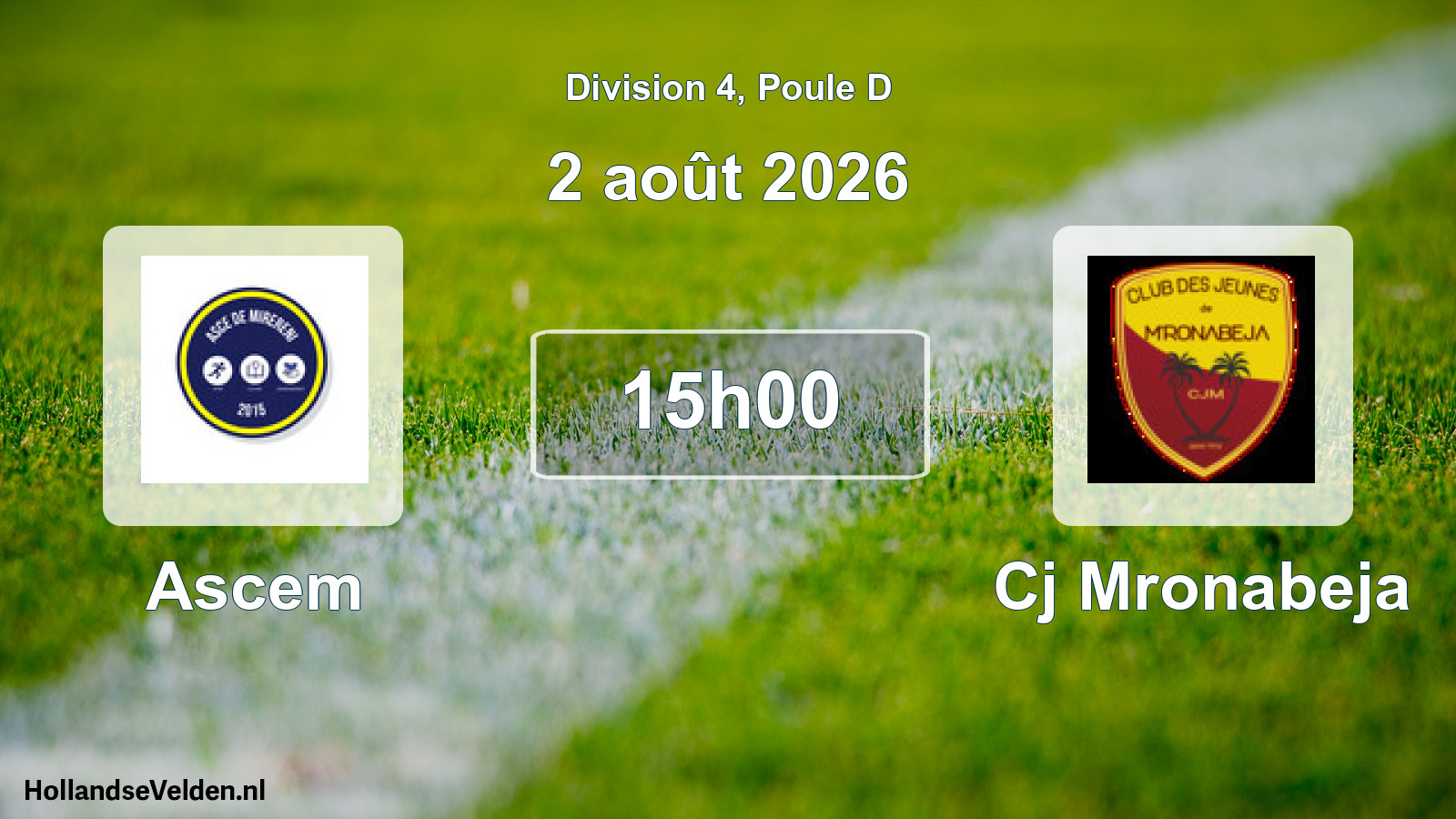 Match programmé: Ascem - Cj Mronabeja (2 août 2026)