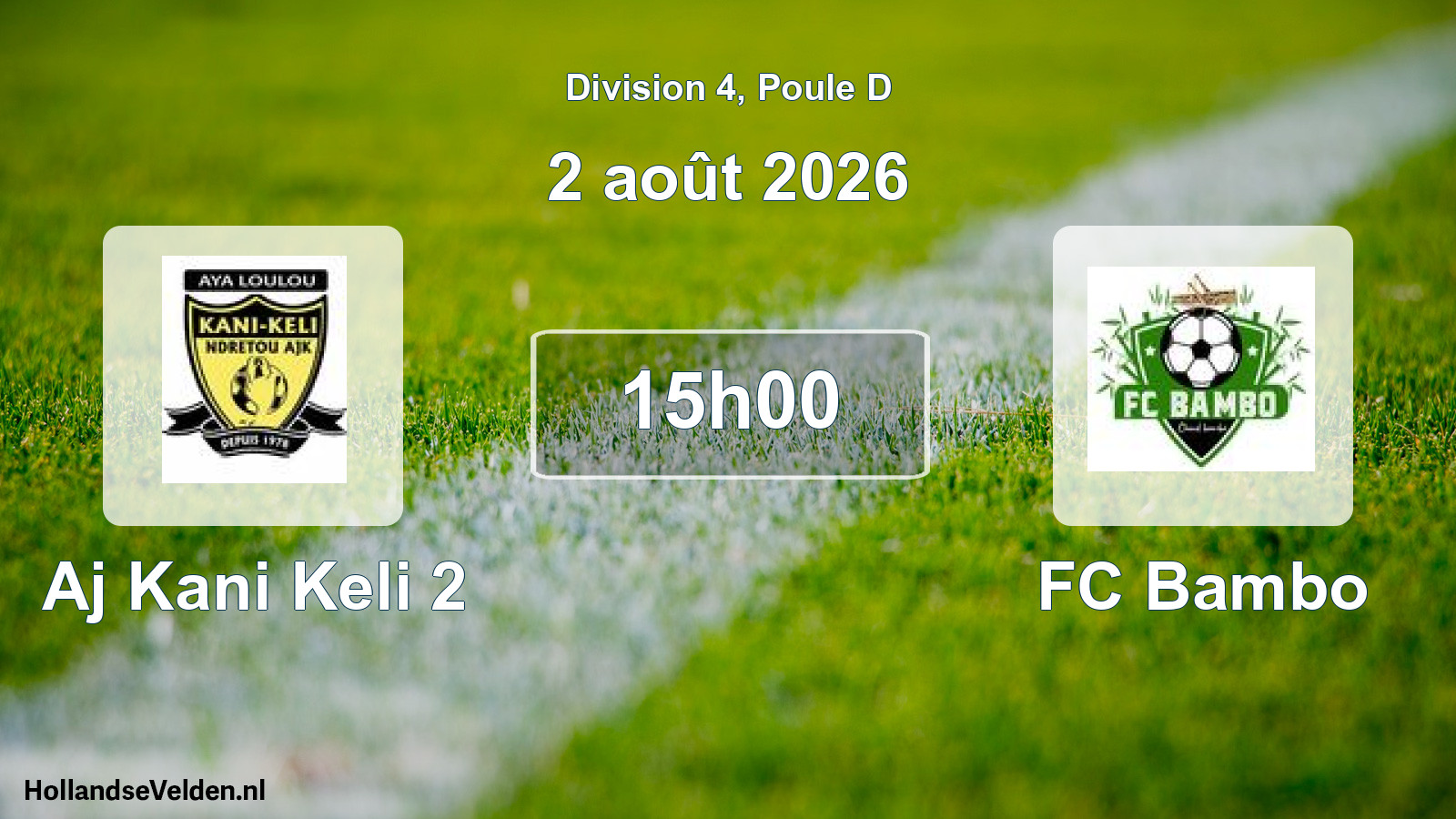 Match programmé: Aj Kani Keli 2 - FC Bambo (2 août 2026)