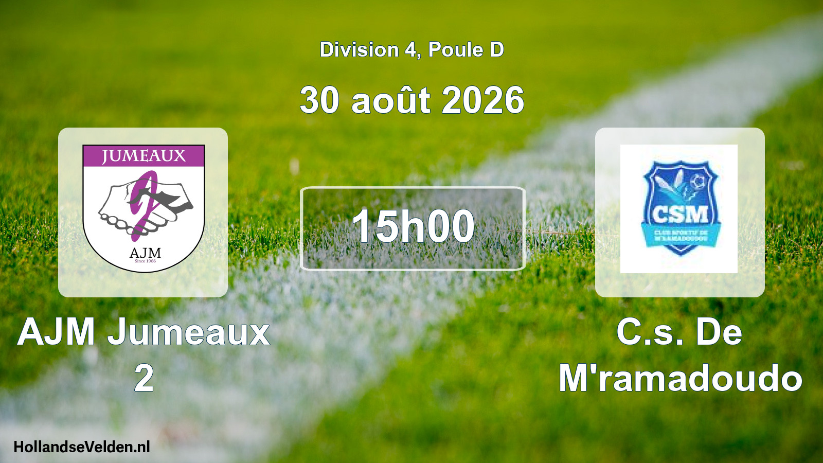 Match programmé: AJM Jumeaux 2 - C.s. De M'ramadoudo (30 août 2026)
