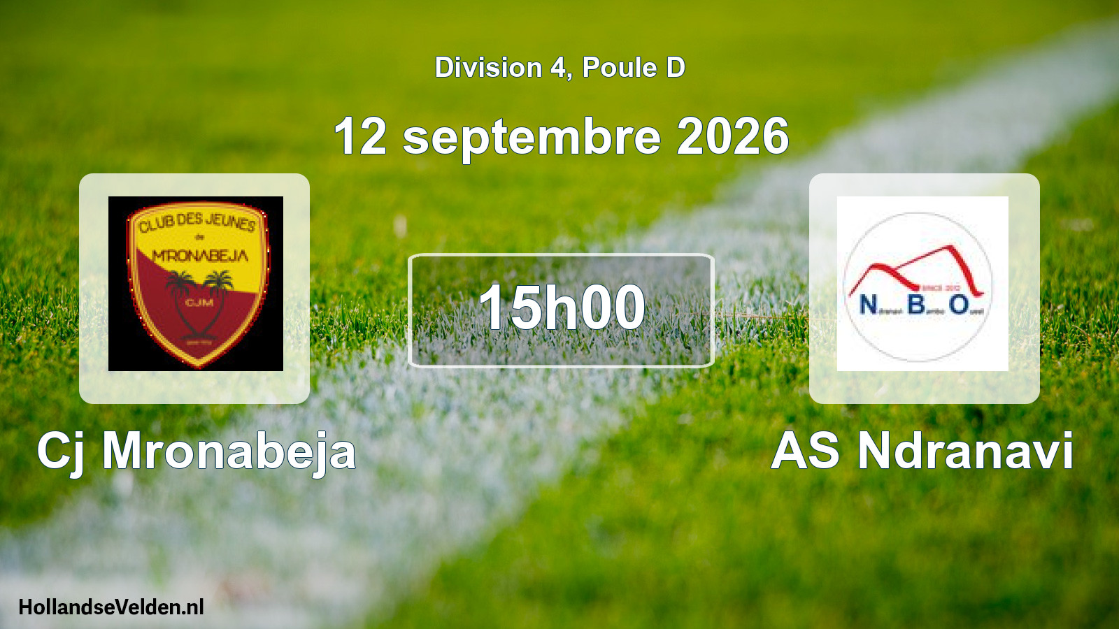 Match programmé: Cj Mronabeja - AS Ndranavi (12 septembre 2026)