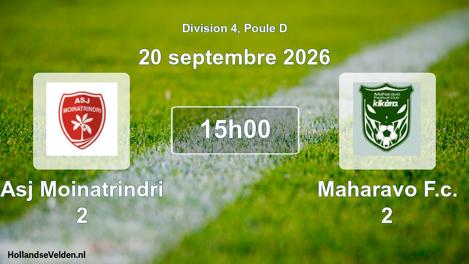 Match programmé: Asj Moinatrindri 2 - Maharavo F.c. 2 (20 septembre 2026)