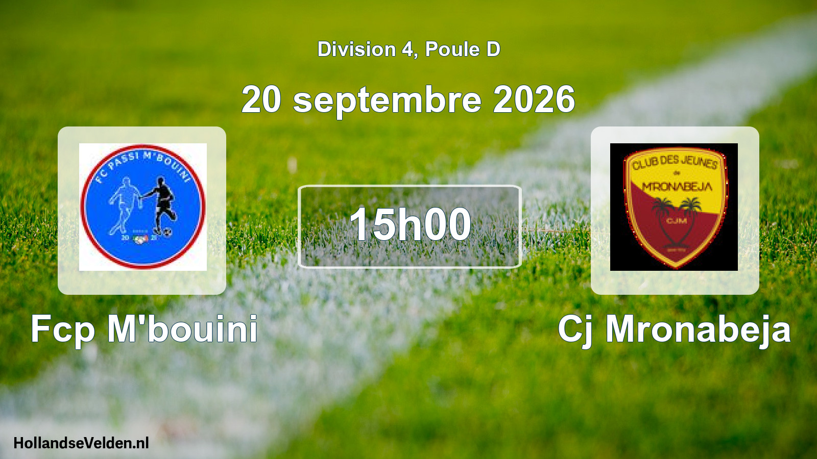 Match programmé: Fcp M'bouini - Cj Mronabeja (20 septembre 2026)