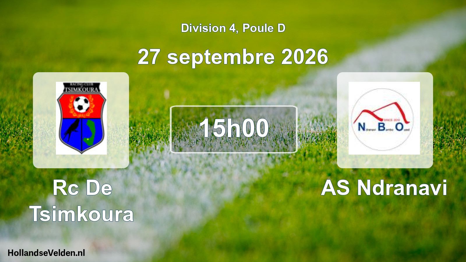 Match programmé: Rc De Tsimkoura - AS Ndranavi (27 septembre 2026)