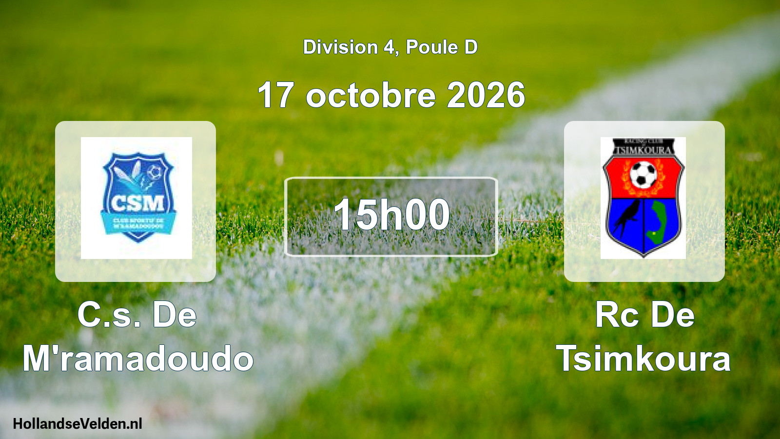 Geplande wedstrijd: C.s. De M'ramadoudo - Rc De Tsimkoura (17 oktober 2026)
