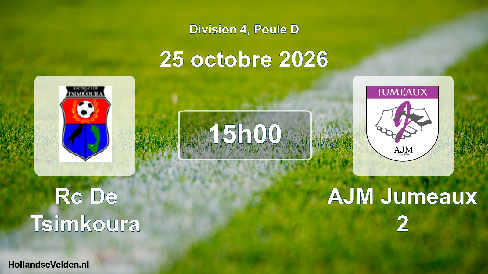 Geplande wedstrijd: Rc De Tsimkoura - AJM Jumeaux 2 (25 oktober 2026)