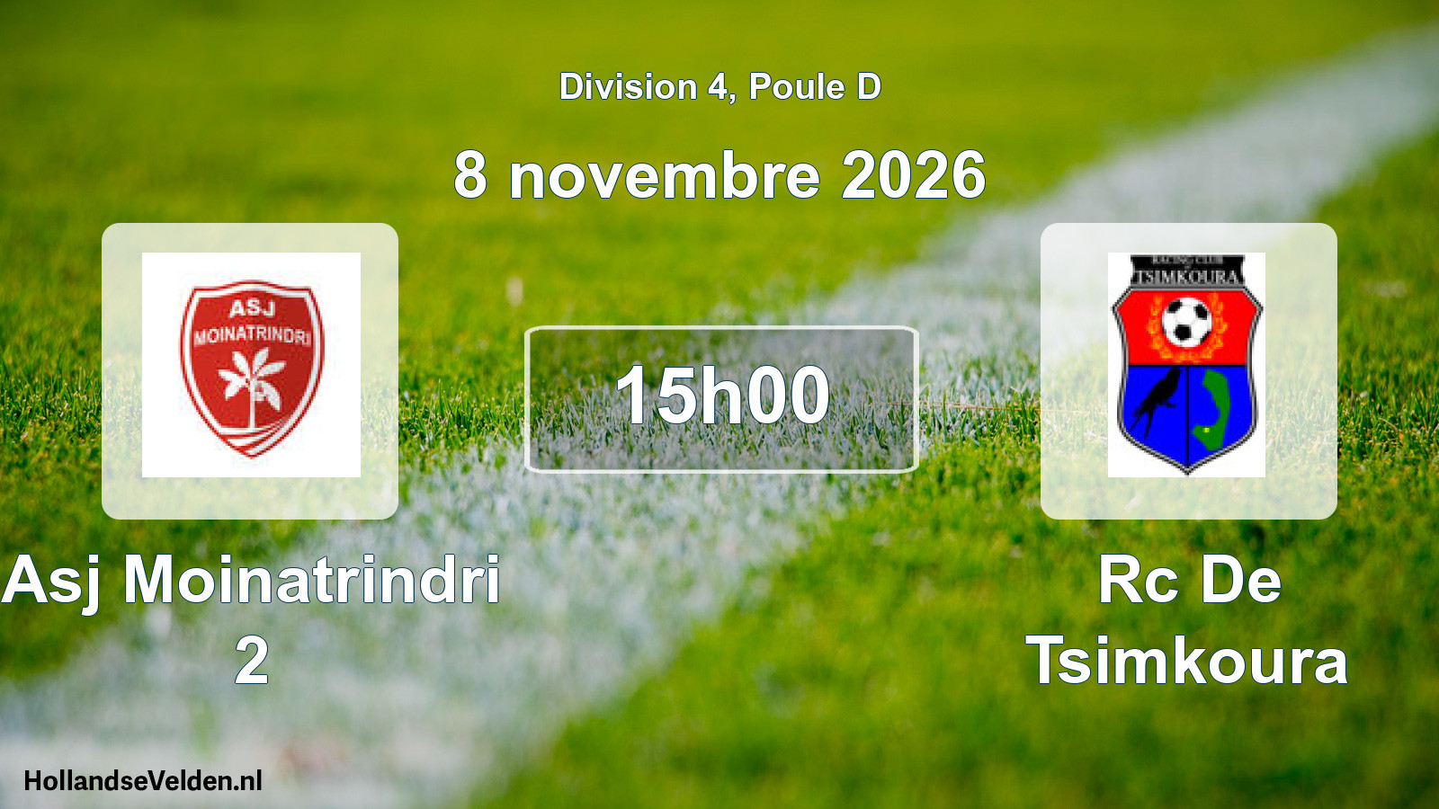 Match programmé: Asj Moinatrindri 2 - Rc De Tsimkoura (8 novembre 2026)