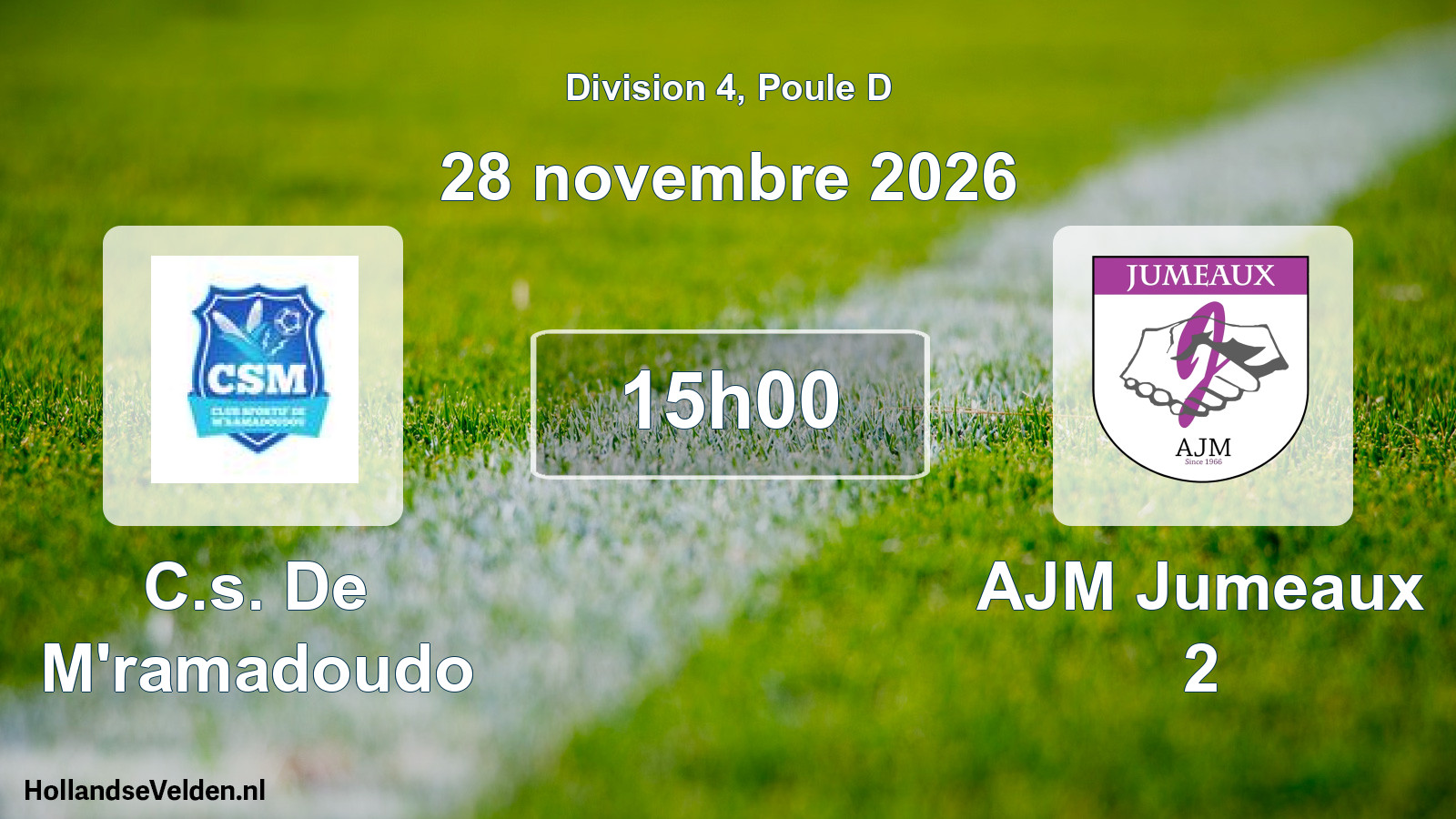 Match programmé: C.s. De M'ramadoudo - AJM Jumeaux 2 (28 novembre 2026)