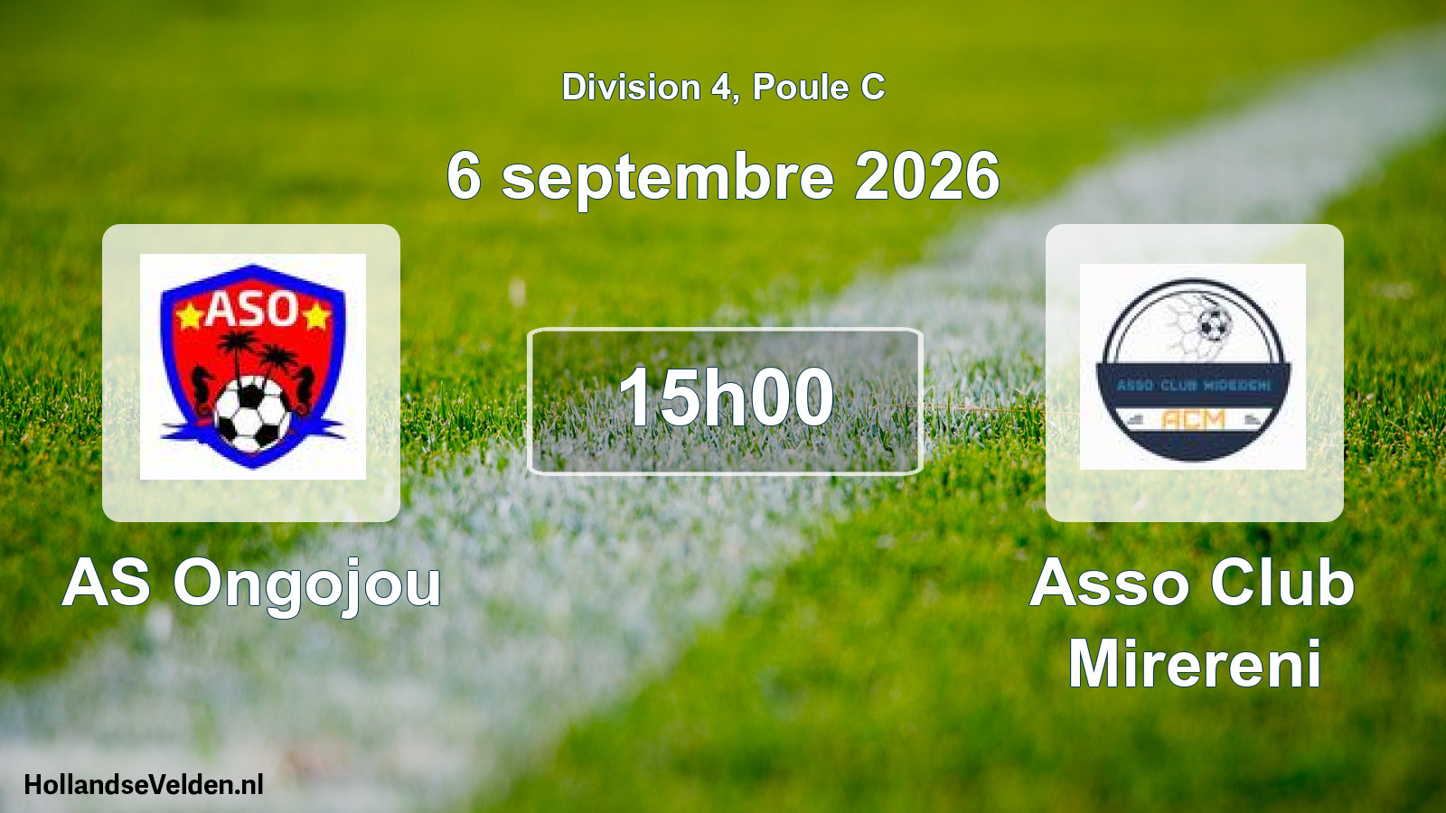Match programmé: AS Ongojou - Asso Club Mirereni (6 septembre 2026)