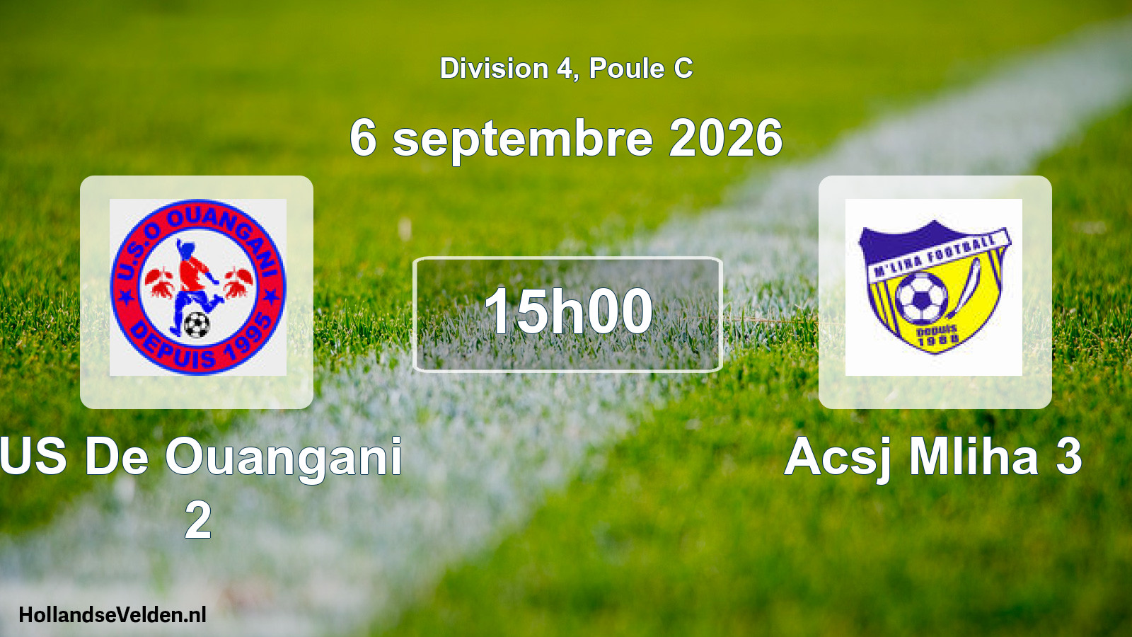 Match programmé: US De Ouangani 2 - Acsj Mliha 3 (6 septembre 2026)