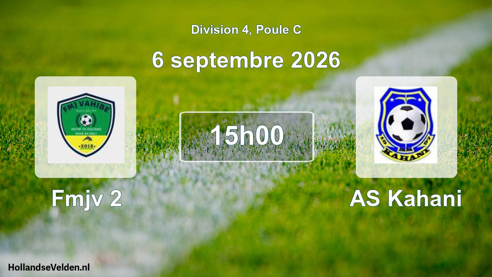 Match programmé: Fmjv 2 - AS Kahani (6 septembre 2026)
