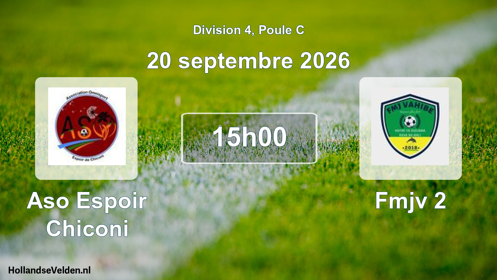Match programmé: Aso Espoir Chiconi - Fmjv 2 (20 septembre 2026)