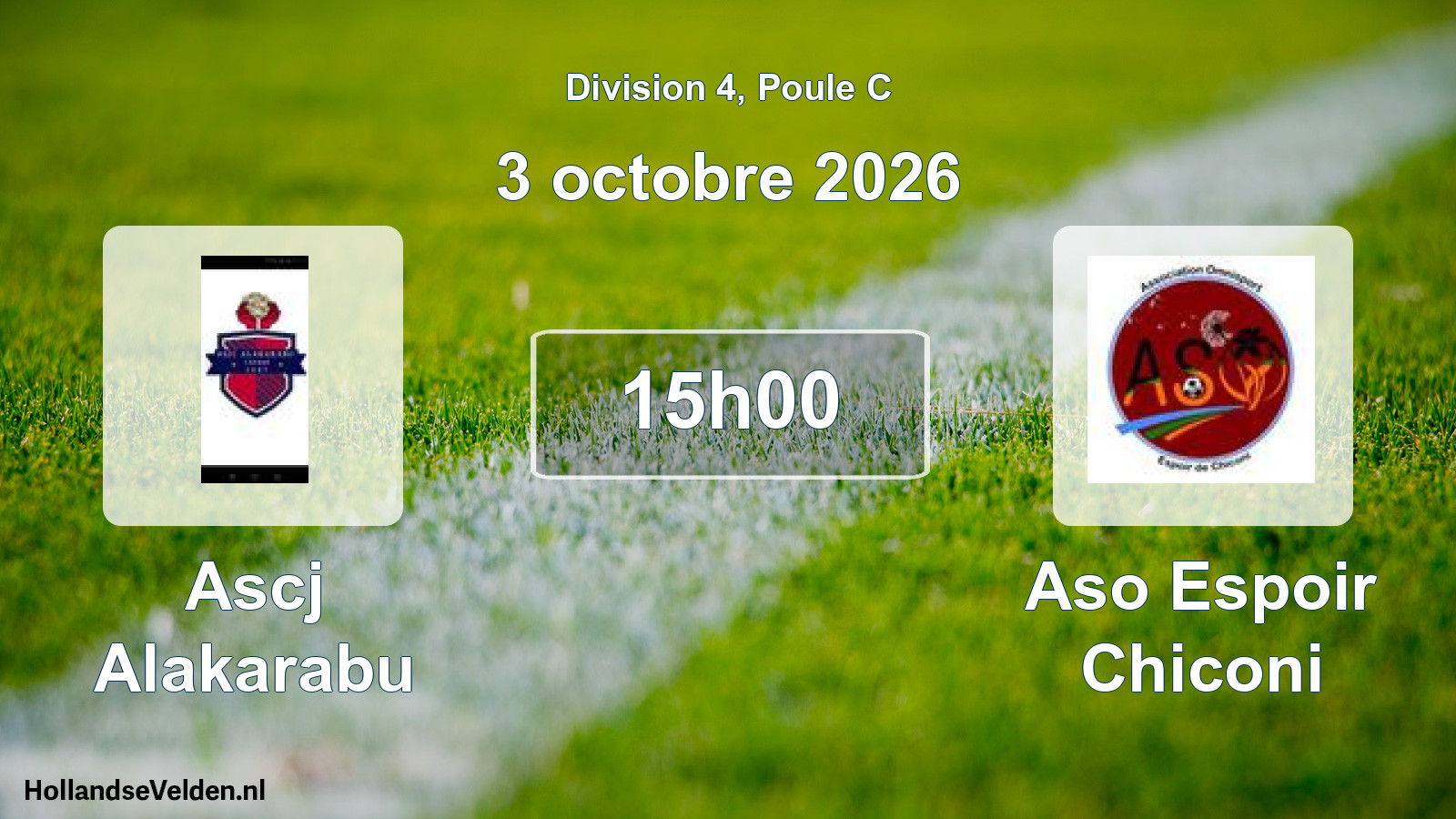 Match programmé: Ascj Alakarabu - Aso Espoir Chiconi (3 octobre 2026)