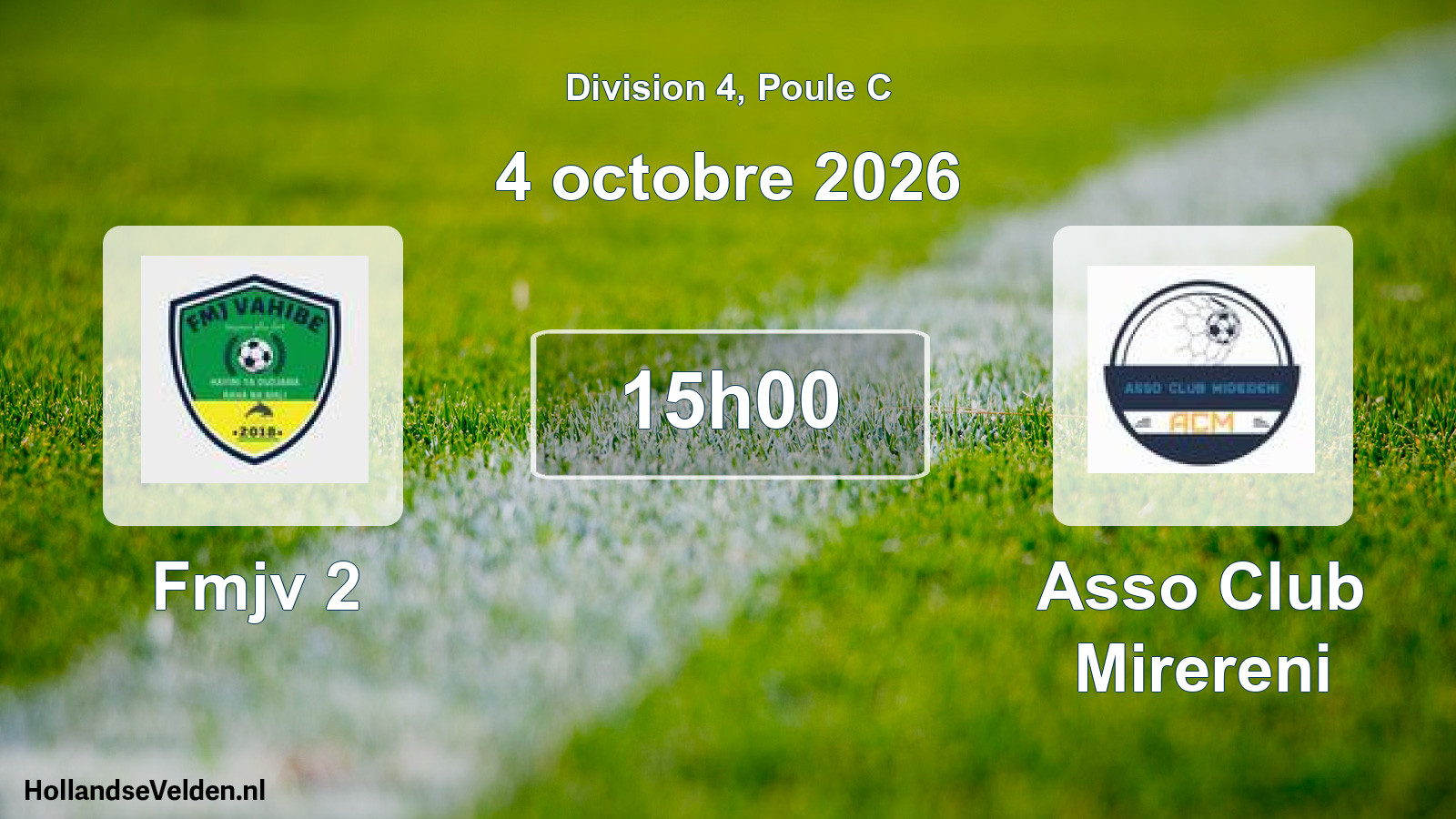 Match programmé: Fmjv 2 - Asso Club Mirereni (4 octobre 2026)