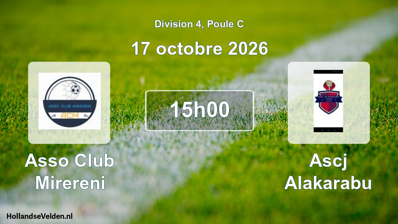 Match programmé: Asso Club Mirereni - Ascj Alakarabu (17 octobre 2026)