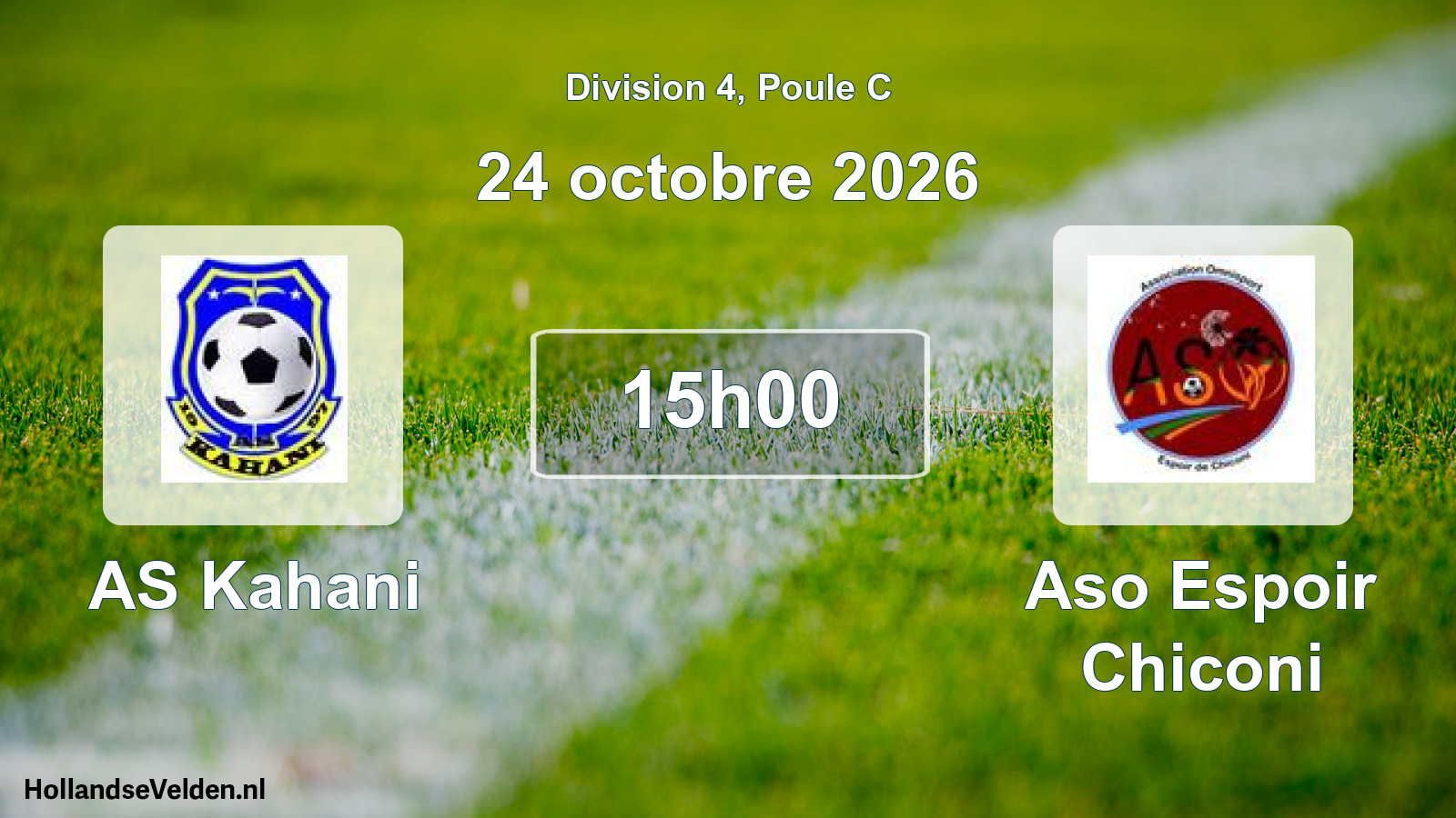 Match programmé: AS Kahani - Aso Espoir Chiconi (24 octobre 2026)