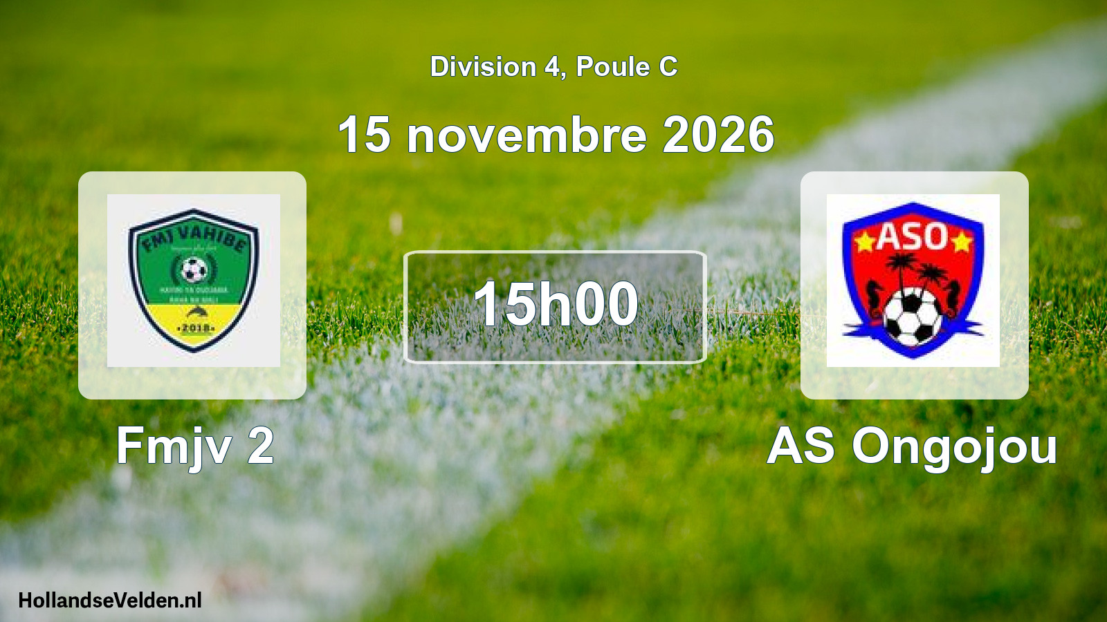 Match programmé: Fmjv 2 - AS Ongojou (15 novembre 2026)