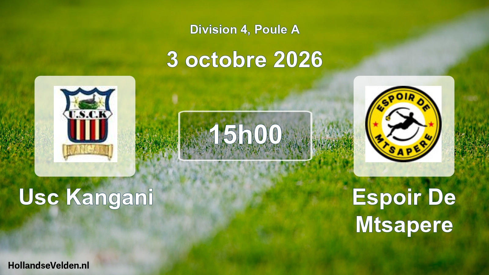 Match programmé: Usc Kangani - Espoir De Mtsapere (3 octobre 2026)
