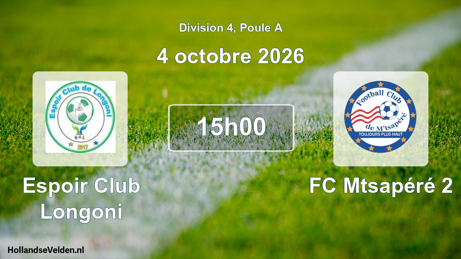 Match programmé: Espoir Club Longoni - FC Mtsapéré 2 (4 octobre 2026)