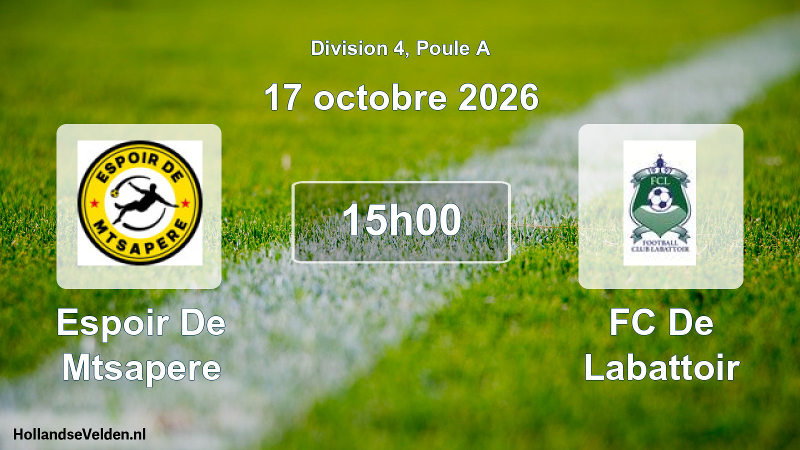 Match programmé: Espoir De Mtsapere - FC De Labattoir (17 octobre 2026)