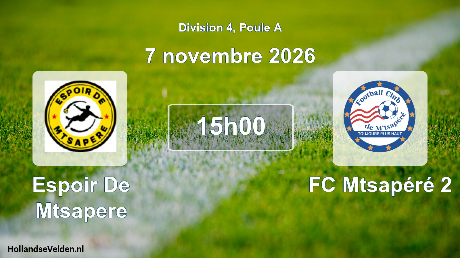 Match programmé: Espoir De Mtsapere - FC Mtsapéré 2 (7 novembre 2026)