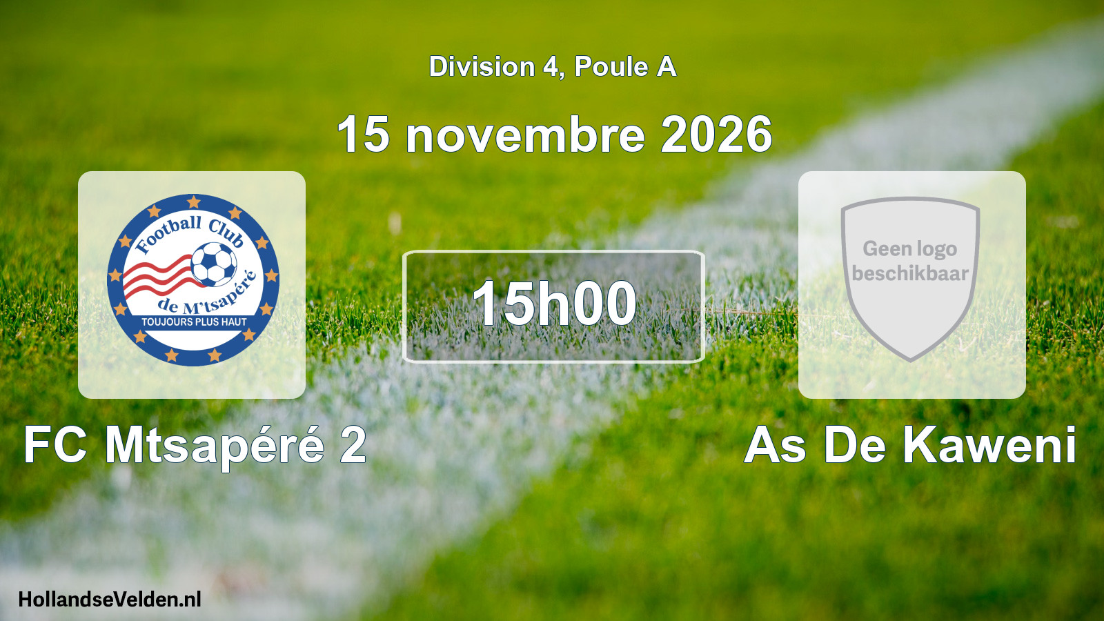 Match programmé: FC Mtsapéré 2 - As De Kaweni (15 novembre 2026)
