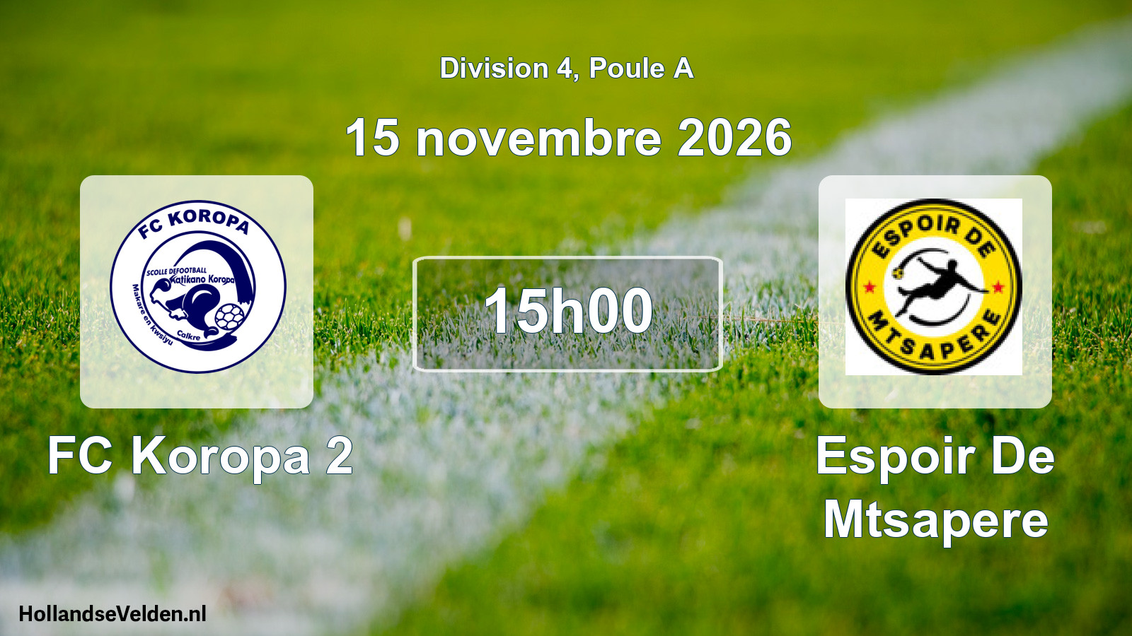 Match programmé: FC Koropa 2 - Espoir De Mtsapere (15 novembre 2026)