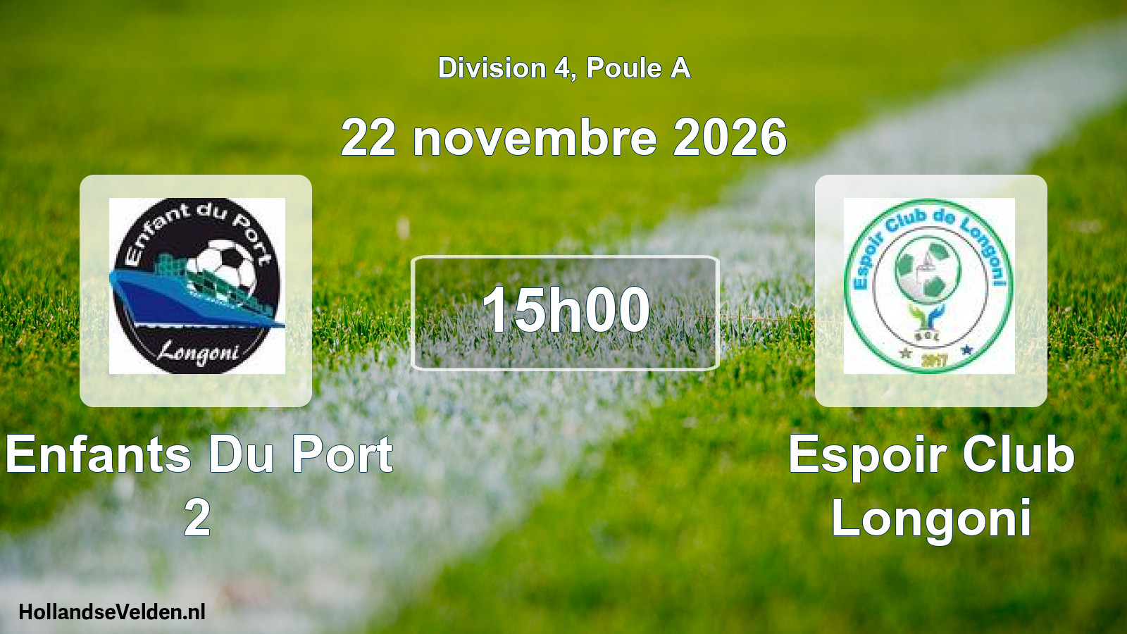 Match programmé: Enfants Du Port 2 - Espoir Club Longoni (22 novembre 2026)