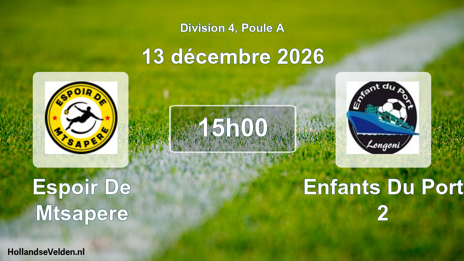 Scheduled Match: Espoir De Mtsapere - Enfants Du Port 2 (13 December 2026)