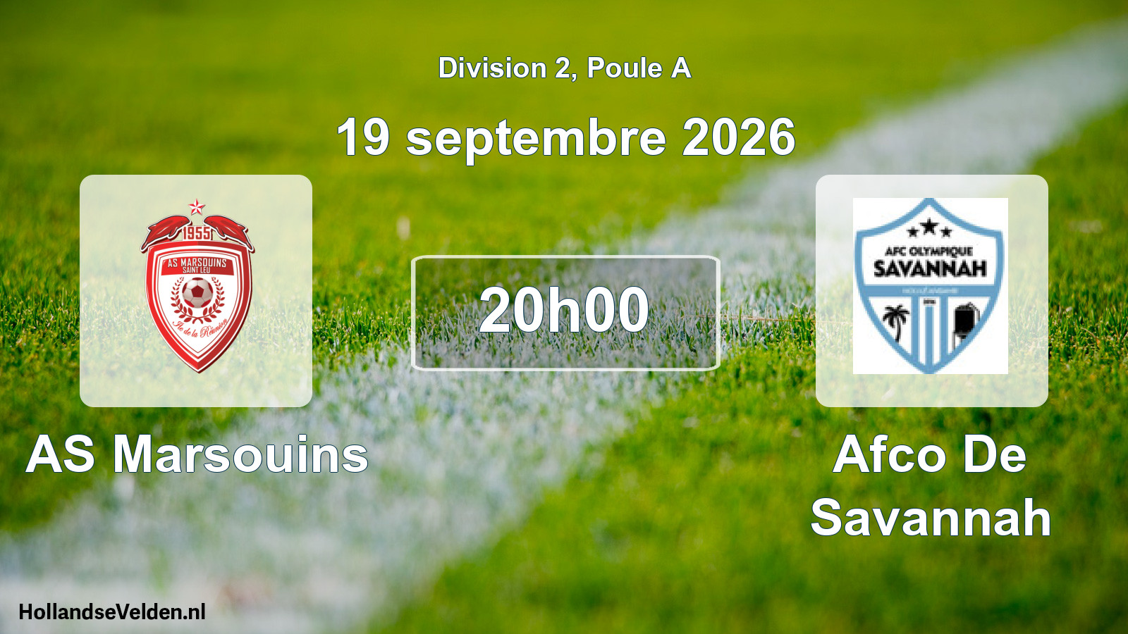 Match programmé: AS Marsouins - Afco De Savannah (19 septembre 2026)