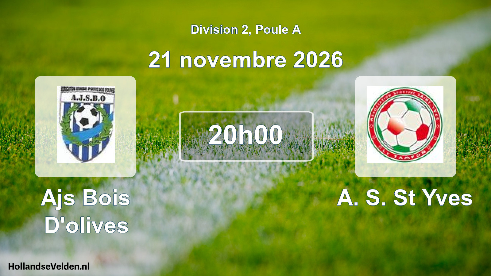 Match programmé: Ajs Bois D'olives - A. S. St Yves (21 novembre 2026)