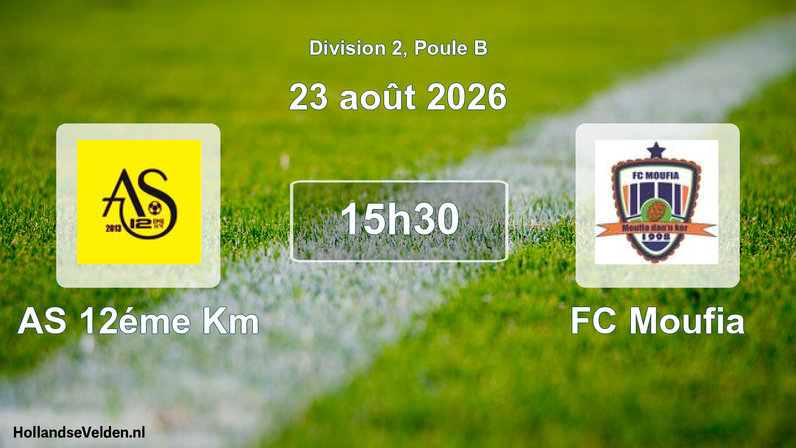 Match programmé: AS 12éme Km - FC Moufia (23 août 2026)
