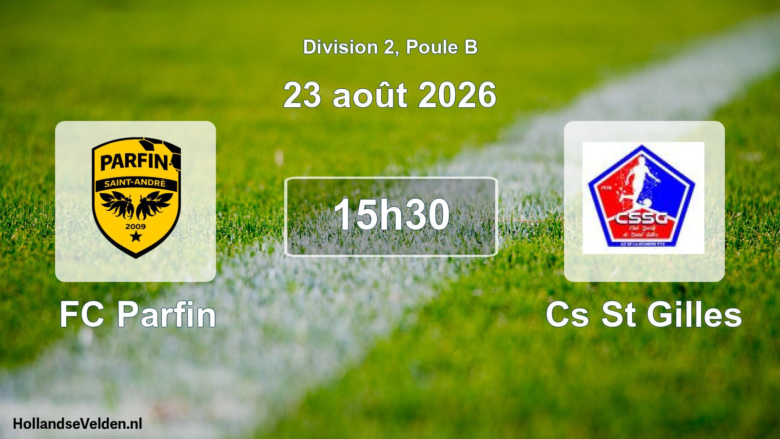 Match programmé: FC Parfin - Cs St Gilles (23 août 2026)