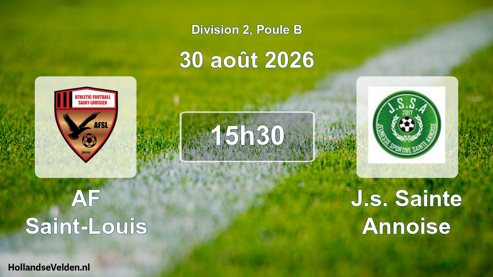 Match programmé: AF Saint-Louis - J.s. Sainte Annoise (30 août 2026)