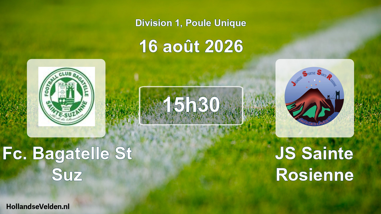 Match programmé: Fc. Bagatelle St Suz - JS Sainte Rosienne (16 août 2026)