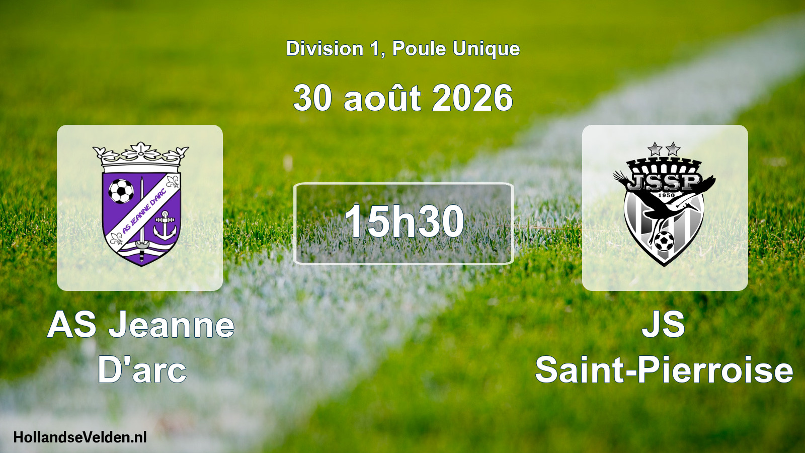 Match programmé: AS Jeanne D'arc - JS Saint-Pierroise (30 août 2026)