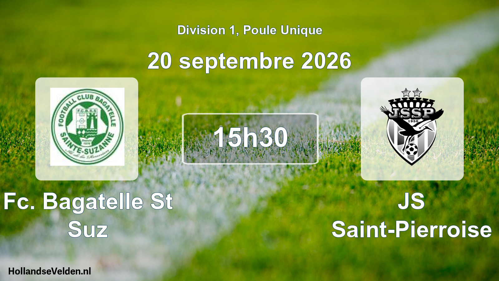 Match programmé: Fc. Bagatelle St Suz - JS Saint-Pierroise (20 septembre 2026)